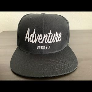Black unisex Adventure snapback hat